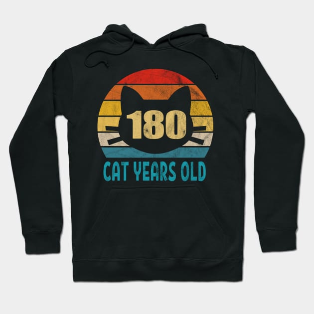 180 Cat Years Old Retro Style 41st Birthday Gift Cat Lovers Hoodie by Blink_Imprints10